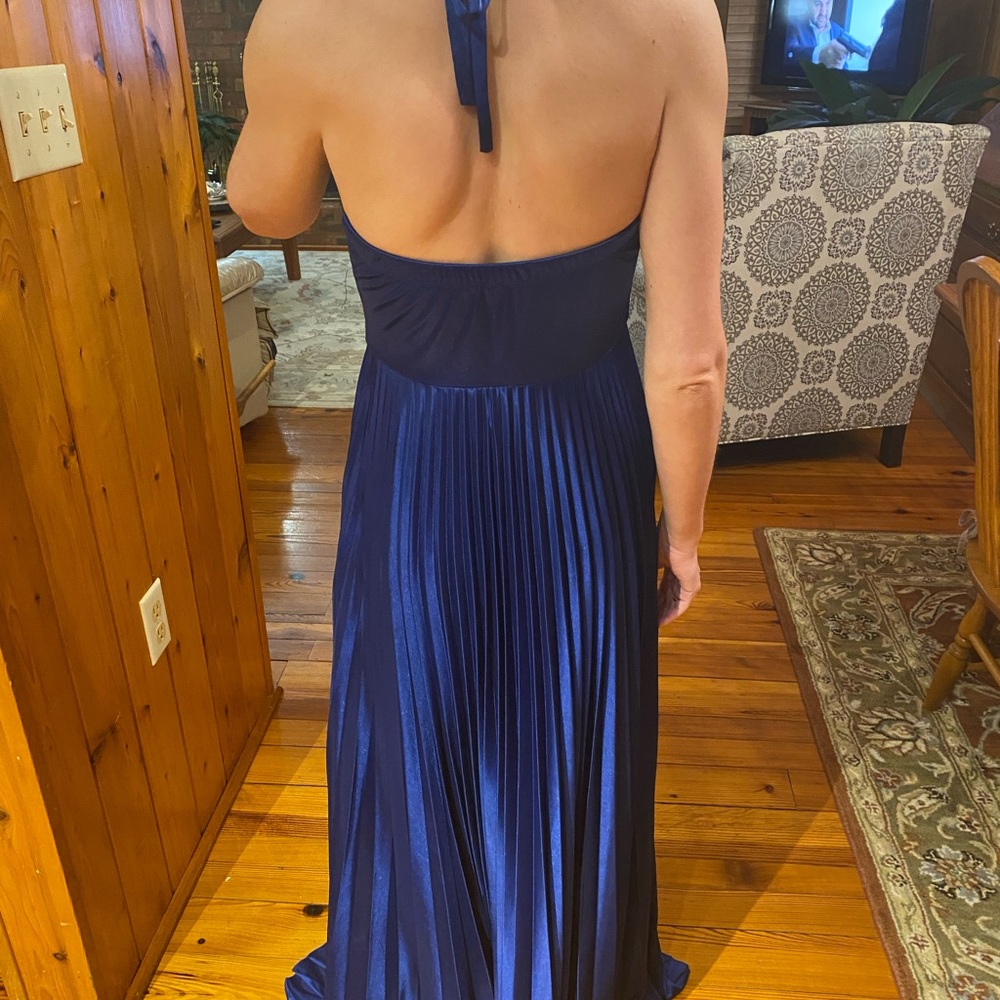 royal blue silk prom dress